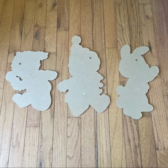 VTG BRUSHCREEK CREATIVE LAMB BUNNY BEAR WALL HANGING PLAQUES ADORABLE RARE